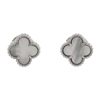 Van Cleef & Arpels Sweet Alhambra Stud Earrings 18K White Gold and Mother of Pearl
