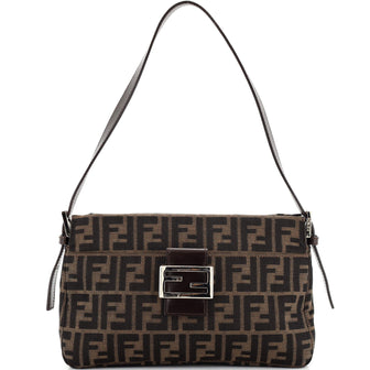 Fendi Vintage Pocket Shoulder Bag Zucca Canvas Small