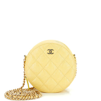Chanel Round Clutch with Chain Quilted Iridescent Caviar Mini