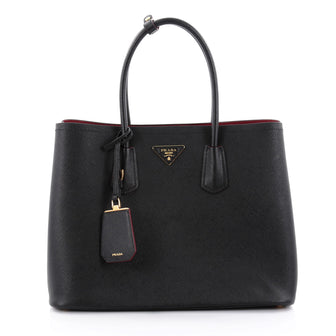 Prada Cuir Double Tote Saffiano Leather Medium Black 2518702