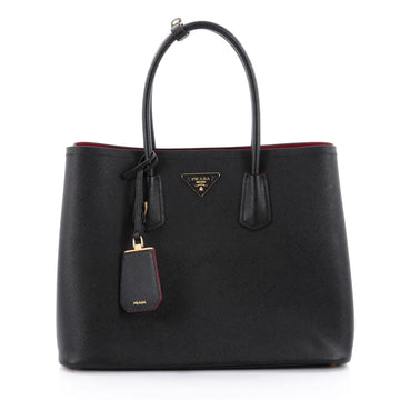 Prada Cuir Double Tote Saffiano Leather Medium Black 2518702