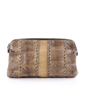 Bottega Veneta Double Zip Clutch Ayers Medium Brown 2518813