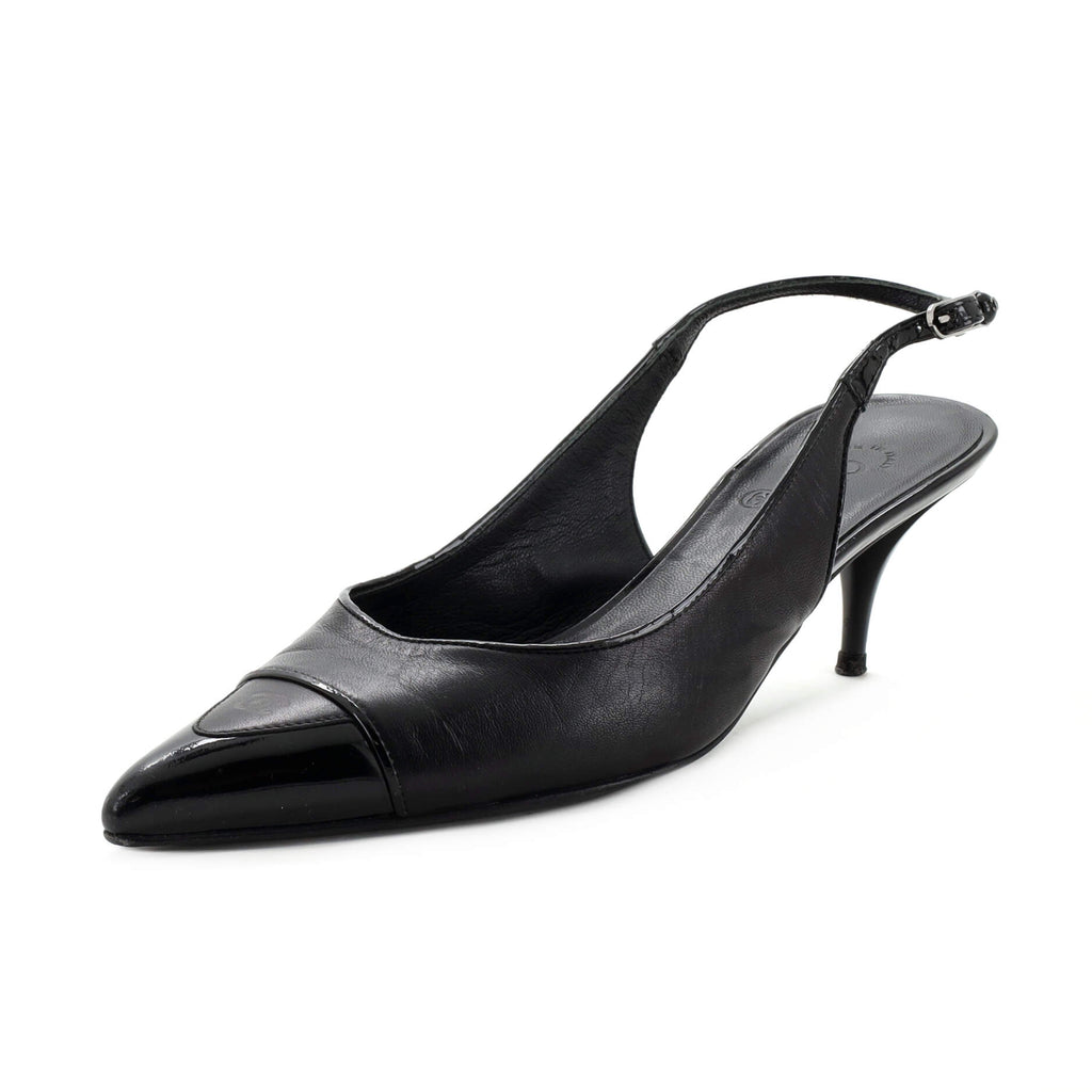 Women's Pointed Toe CC Slingback Pumps Leather...