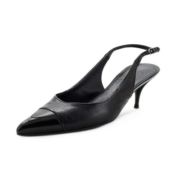 Chanel Women's Pointed Toe CC Slingback Pumps Leather
