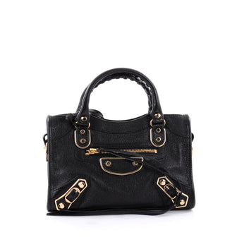  Balenciaga City Classic Metallic Edge Handbag Leather Black 2519001