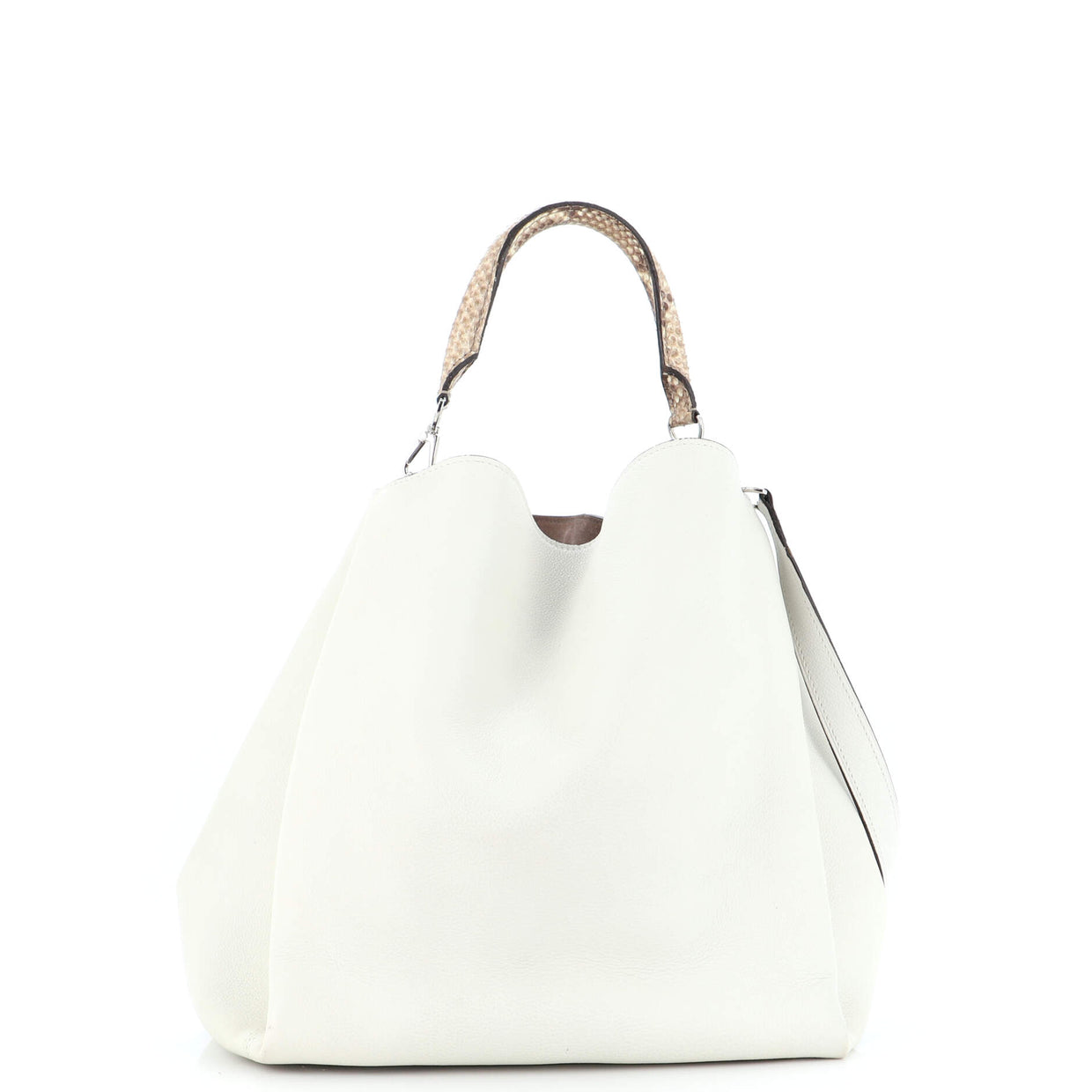White Python Handbag Louis Vuitton Babylone Handbag Leather and Python MM White 2519041