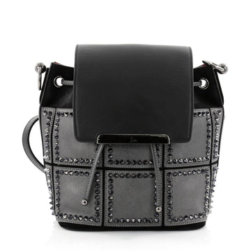 Christian Louboutin Lucky L Convertible Backpack Spiked Leather and Suede Black 2519202