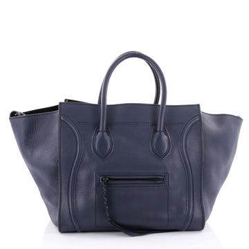 Celine Phantom Handbag Grainy Leather Medium Blue 2519309