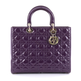 Christian Dior Lady Dior Handbag Cannage Quilt Patent Large Purple 2519310 