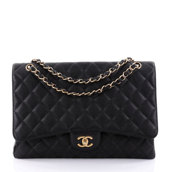 Chanel Classic Single Flap Bag Quilted Caviar Maxi Black 2519312