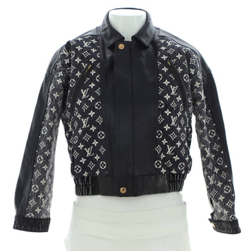Louis Vuitton Women's Bomber Jacket Monogram Jacquard Denim with Leather