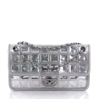 Chanel Ice Cube Flap Bag Quilted Vinyl Silver 2519601