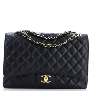 Chanel Classic Double Flap Bag Quilted Caviar Maxi
