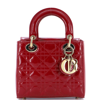 Christian Dior Lady Dior Bag Cannage Quilt Patent Small