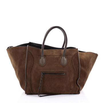 Celine Phantom Handbag Suede Medium Green 2520401