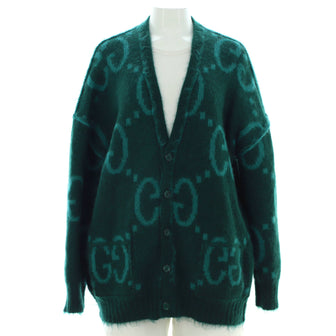 Gucci Women's Reversible V-Neck Cardigan GG Mohair Blend
