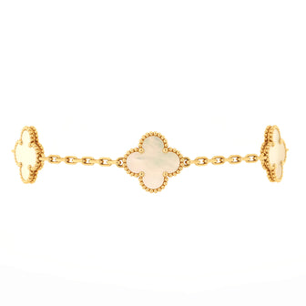 Van Cleef & Arpels Vintage Alhambra 5 Motifs Bracelet 18K Yellow Gold and Mother of Pearl