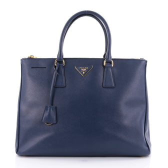 Prada Double Zip Lux Tote Saffiano Leather Large Blue 2520801