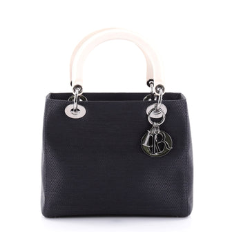 Christian Dior Lady Dior Handbag Straw Medium Blue 2520802