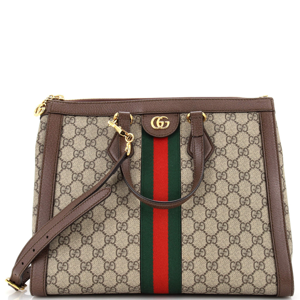 Gucci Ophidia Top Handle Tote GG Coated Canvas Medium Brown 2520925