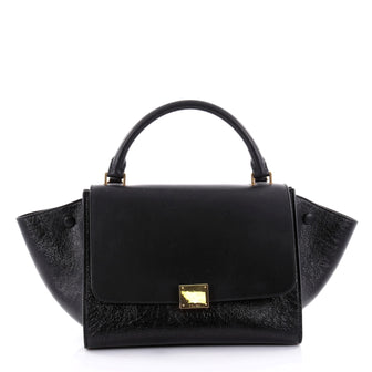 Celine Trapeze Handbag Patent with Leather Small Black 2521002