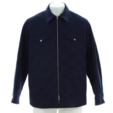 Gucci Men's Zip Up Pocket Jacket GG Cotton Blend Canvas