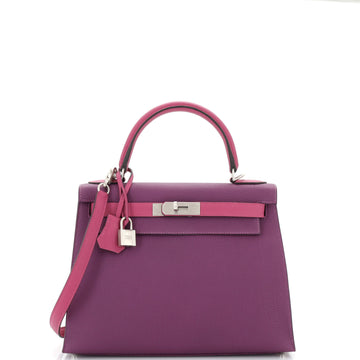 Hermes Kelly Handbag Bicolor Togo with Brushed Palladium Hardware 28