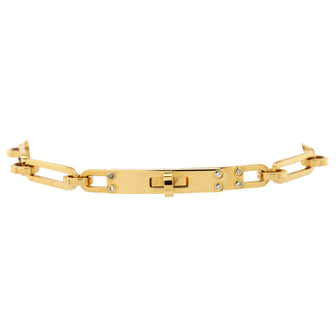 Hermes Kelly Chaine Bracelet 18K Yellow Gold with Diamonds Small