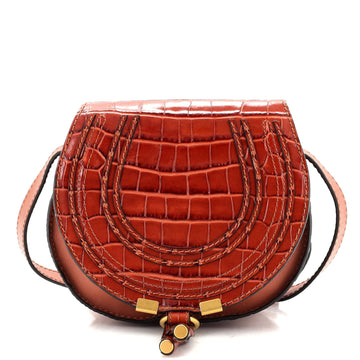 Chloe Marcie Crossbody Bag Crocodile Embossed Leather Mini
