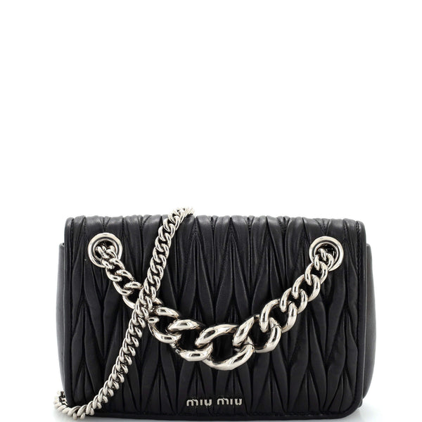 Miu Miu Club Shoulder Bag Matelasse Leather Small Black 2521781