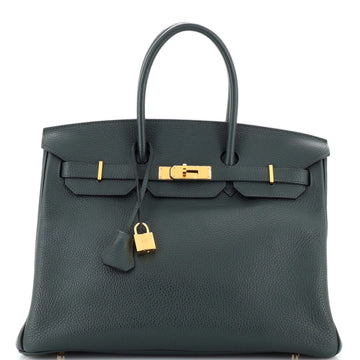 Hermes Birkin Handbag Green Togo with Gold Hardware 35