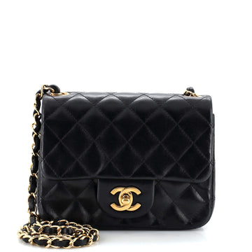 Chanel Vintage Square Classic Single Flap Bag Quilted Lambskin Mini