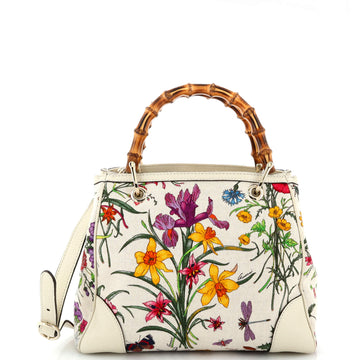 Gucci Bamboo Shopper Tote Flora Canvas Small