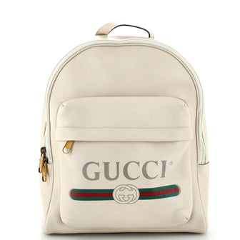 Gucci Logo Front Pocket Backpack Printed Leather