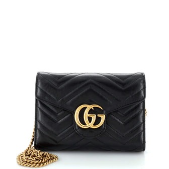 Gucci GG Marmont Chain Wallet Matelasse Leather Mini