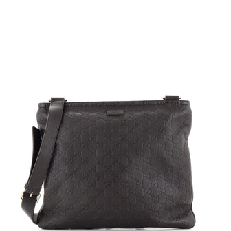 Gucci Zip Top Messenger Bag Guccissima Leather Large
