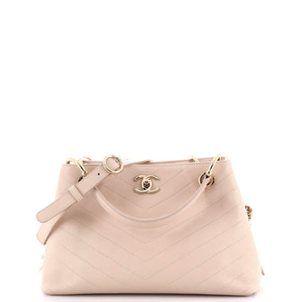 Chanel Chevron Chic Shopping Tote Chevron Calfskin Small