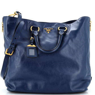 Prada Side Zip Convertible Shopper Tote Soft Calf Large
