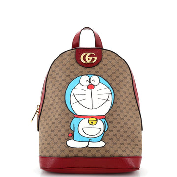 Gucci Doraemon Zip Backpack Printed Mini GG Coated Canvas