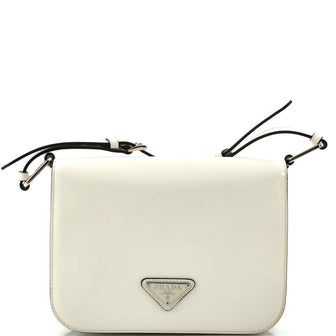 Prada Full Flap Shoulder Bag Brushed Leather