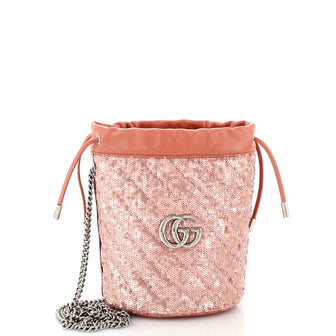 Gucci GG Marmont Bucket Bag Diagonal Quilted Sequins Mini