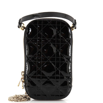 Christian Dior Lady Dior Phone Holder on Chain Cannage Quilt Patent