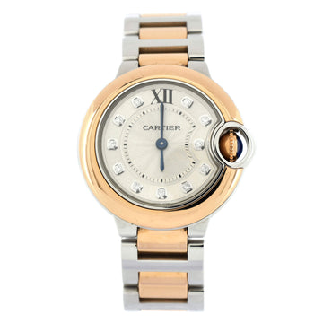 Cartier Ballon Bleu de Cartier Quartz Watch Stainless Steel and Rose Gold with Diamond Markers 28