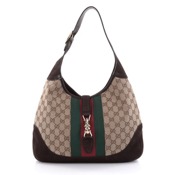 Gucci Jackie Original Web Shoulder Bag GG Canvas and Nubuck Medium Brown 2522502