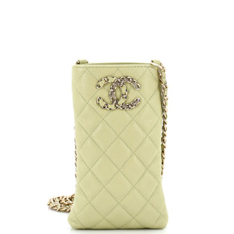 Chanel French New Wave Phone Holder Crossbody Bag Quilted Caviar