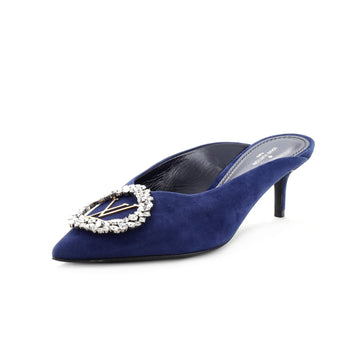 Louis Vuitton Women's Madeleine Pointed Toe Mules Suede with Crystals