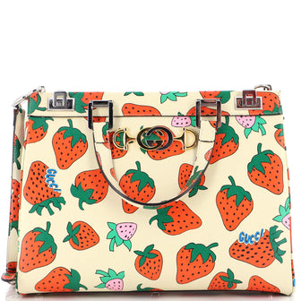Gucci Zumi Top Handle Bag Printed Leather Medium