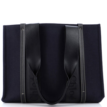 Chloe Woody Tote Canvas and Embroidered Leather Medium