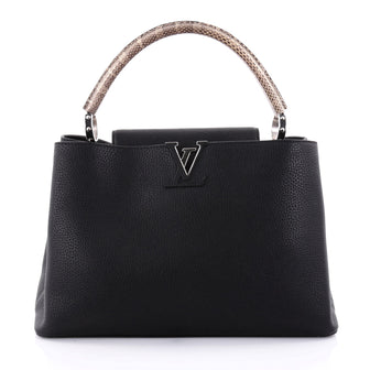Louis Vuitton Capucines Handbag Leather and Python MM Black 2523101