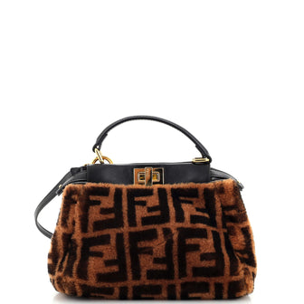 Fendi Peekaboo Bag Zucca Shearling Mini